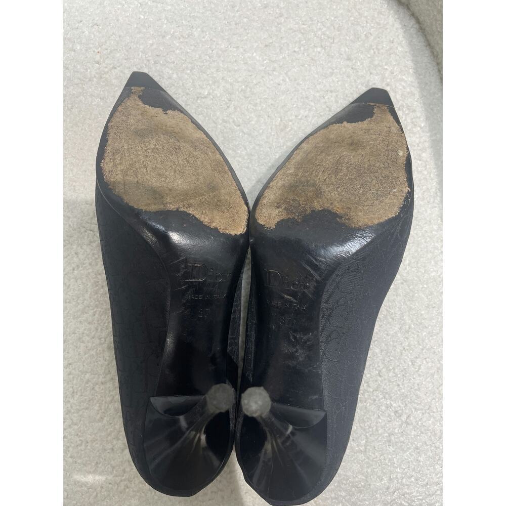 Christian Dior Women's Black Monogram Pointed Toe Heels Size 37 - Picture 2 of 4
